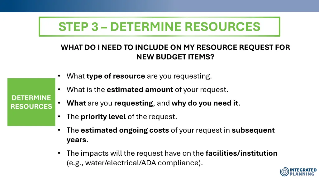 step 3 determine resources 5