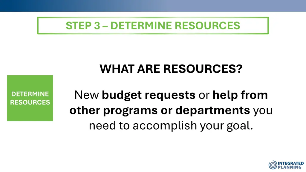 step 3 determine resources