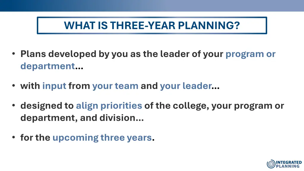 what is three year planning