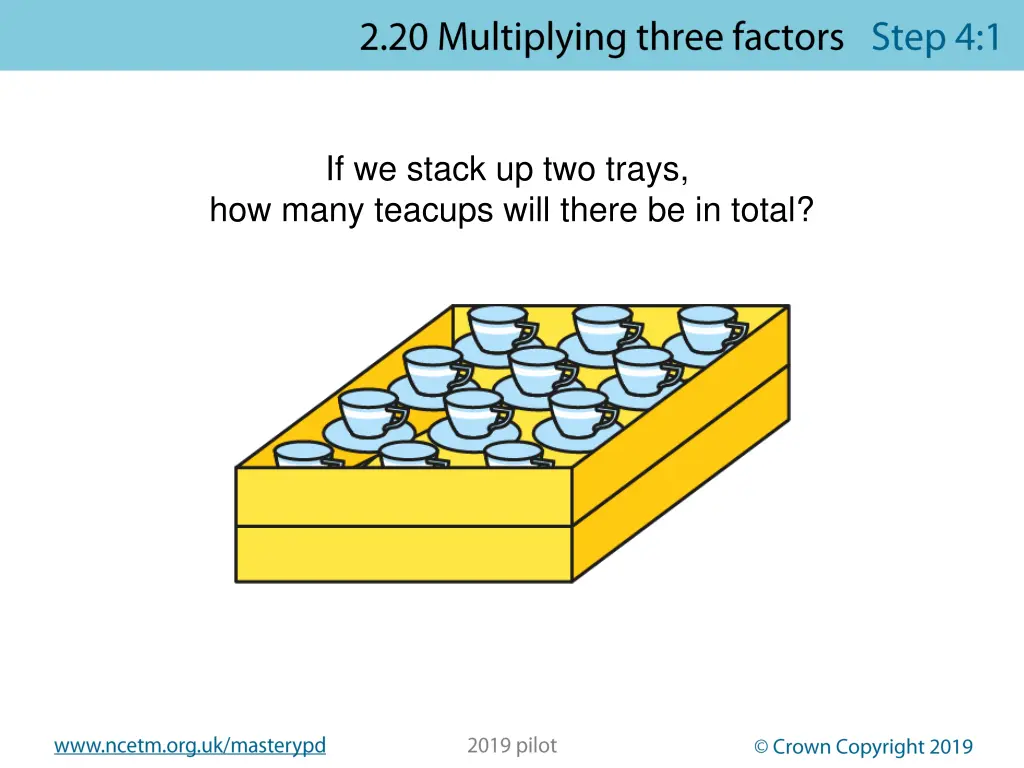 if we stack up two trays how many teacups will