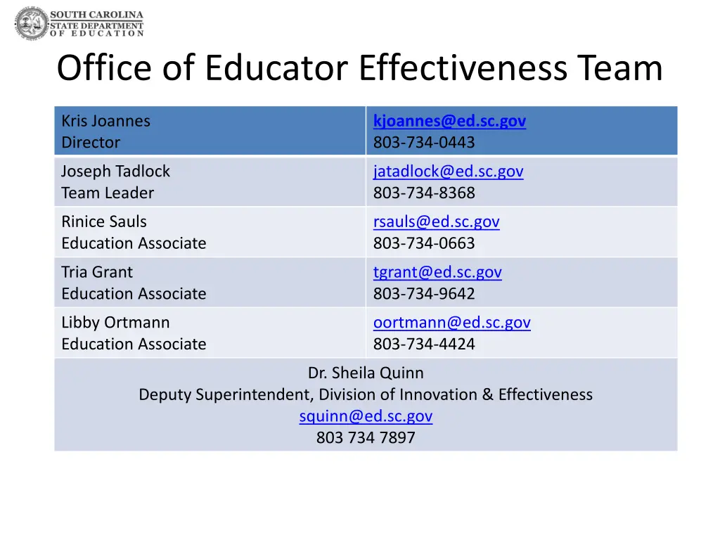 office of educator effectiveness team