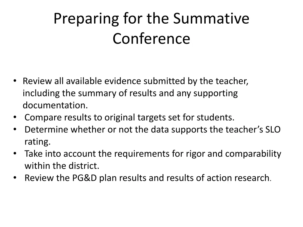 preparing for the summative conference