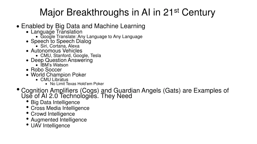 major breakthroughs in ai in 21 st century