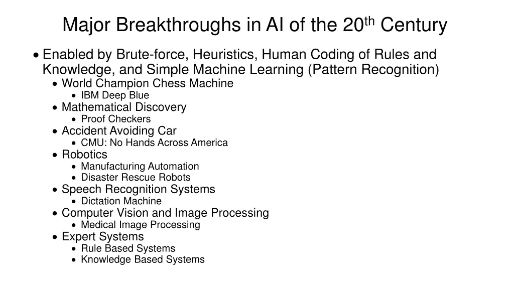 major breakthroughs in ai of the 20 th century