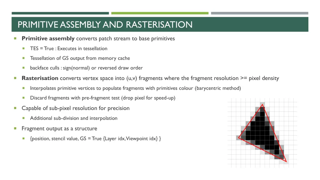 primitive assembly and rasterisation