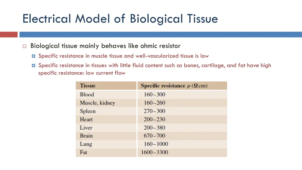 electrical model of biological tissue