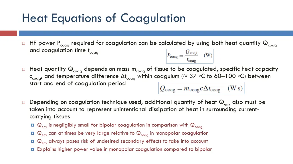 heat equations of coagulation