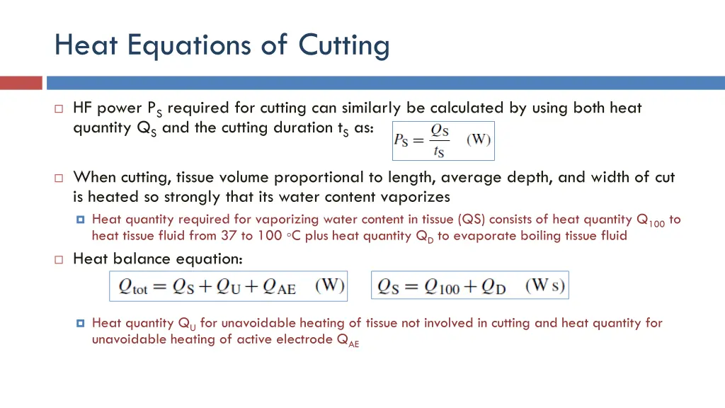 heat equations of cutting