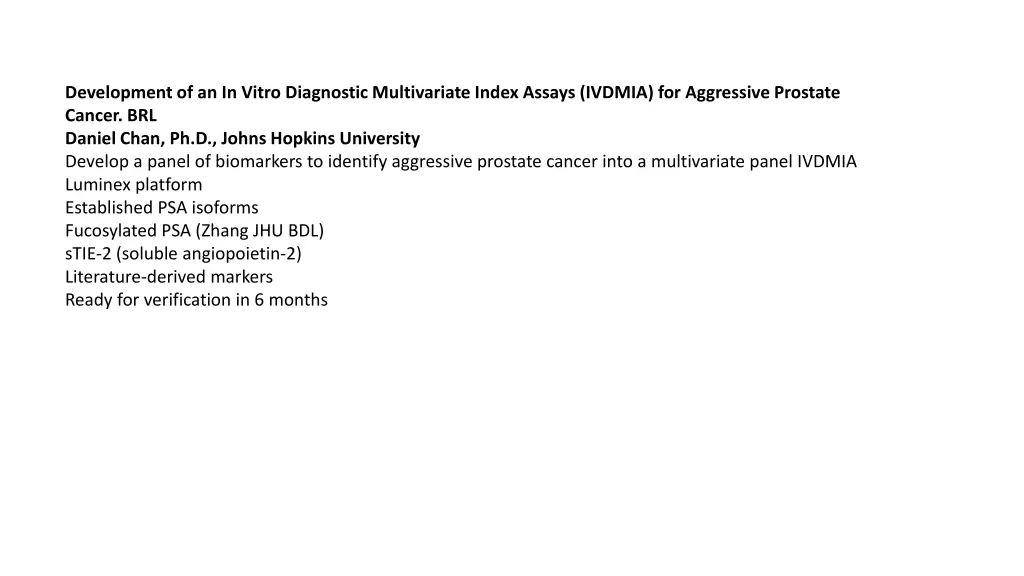 development of an in vitro diagnostic