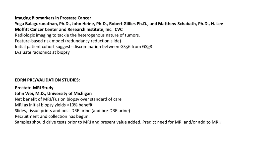 imaging biomarkers in prostate cancer yoga