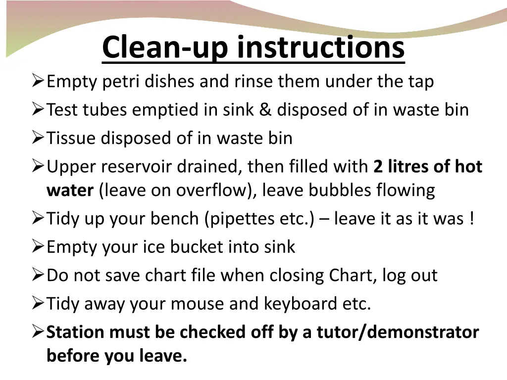 clean up instructions empty petri dishes