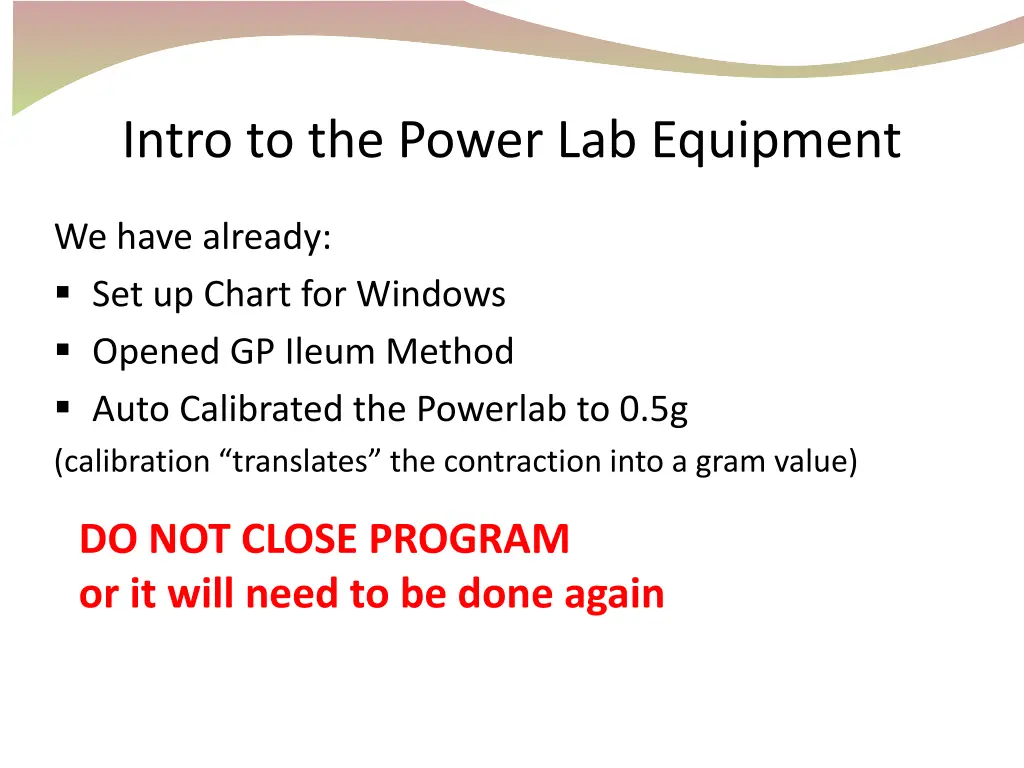 intro to the power lab equipment