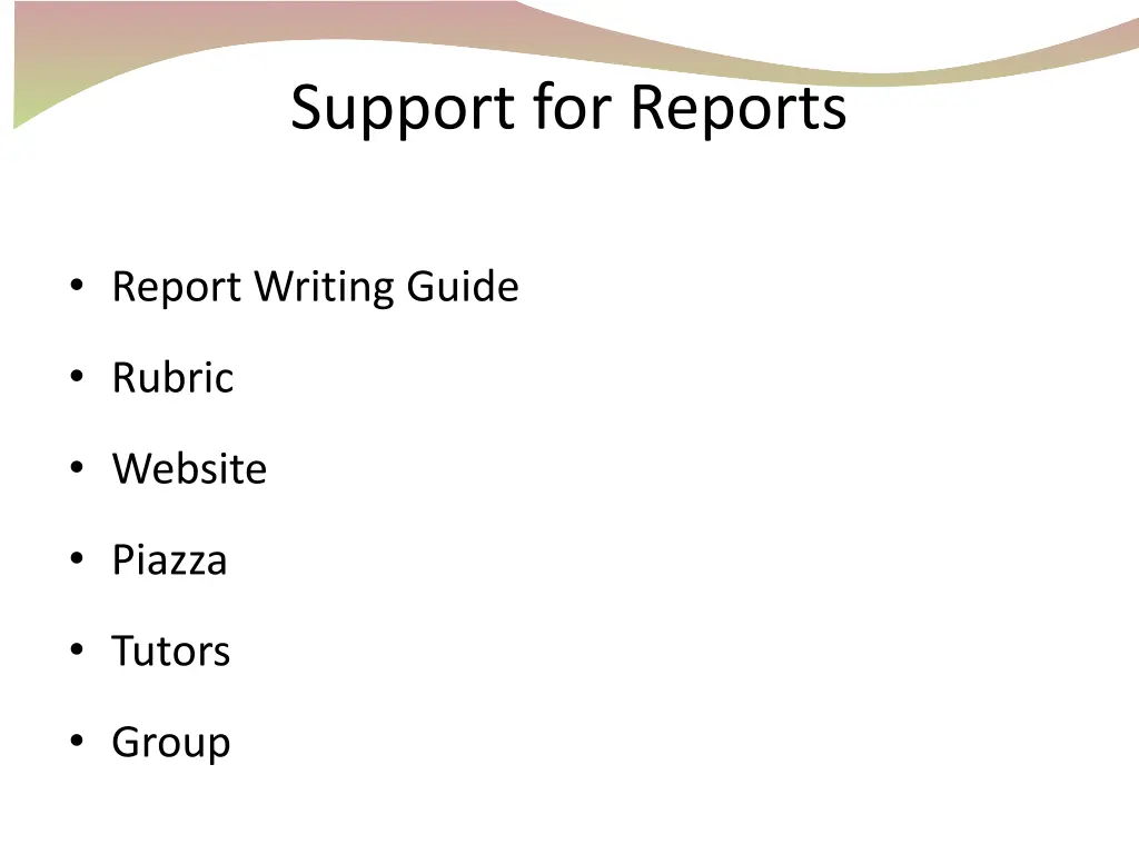 support for reports