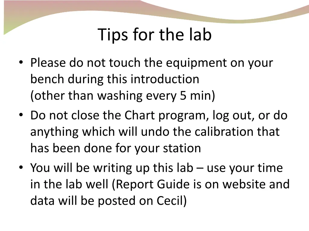 tips for the lab