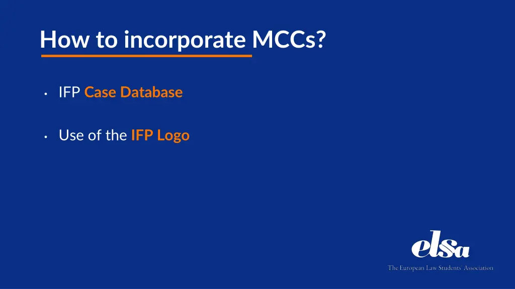 how to incorporate mccs