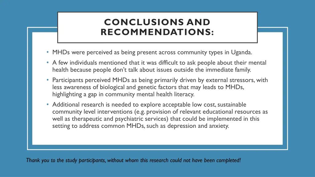 conclusions and recommendations