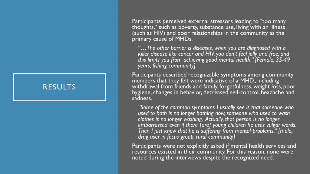 participants perceived external stressors leading