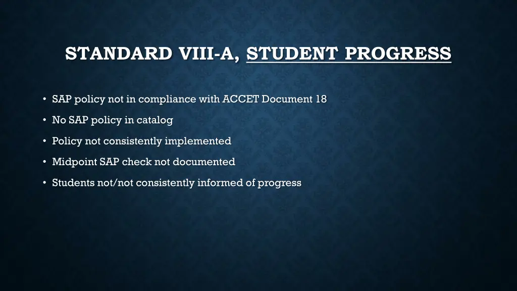 standard viii a student progress