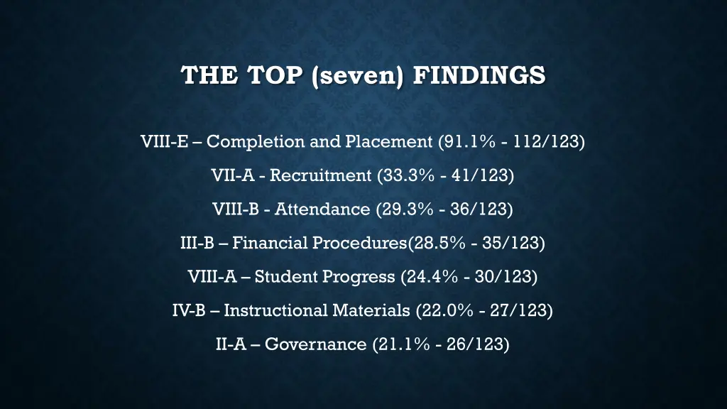 the top seven findings