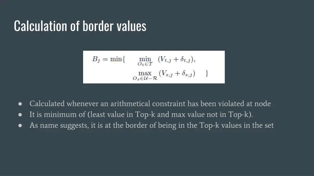 calculation of border values