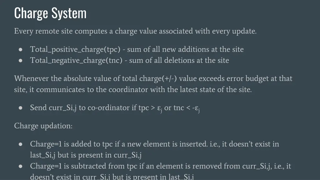 charge system every remote site computes a charge