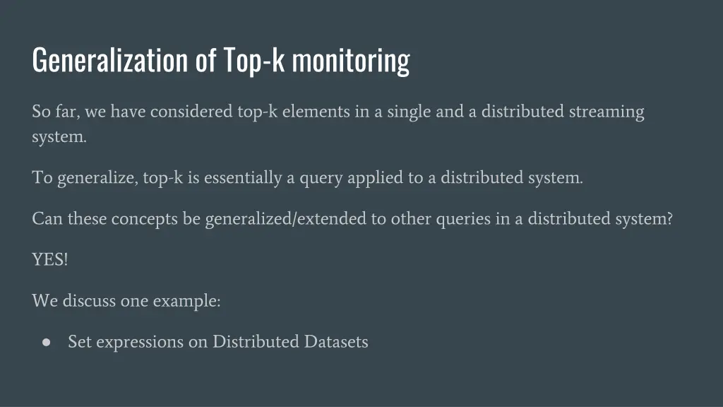 generalization of top k monitoring