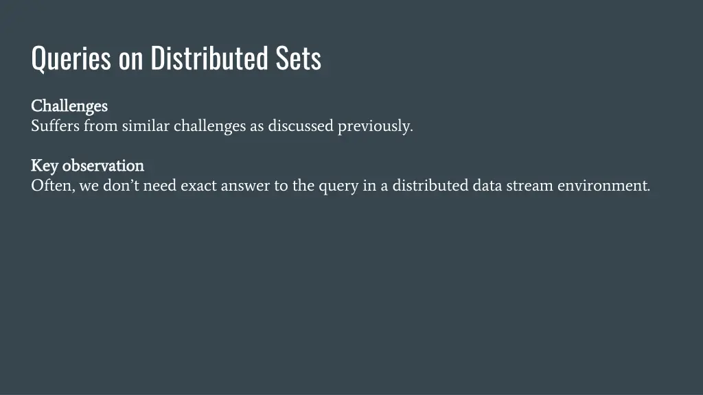 queries on distributed sets