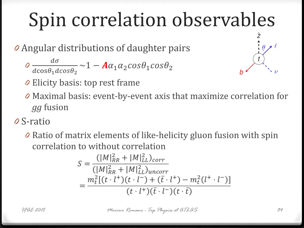 spin correlation observables