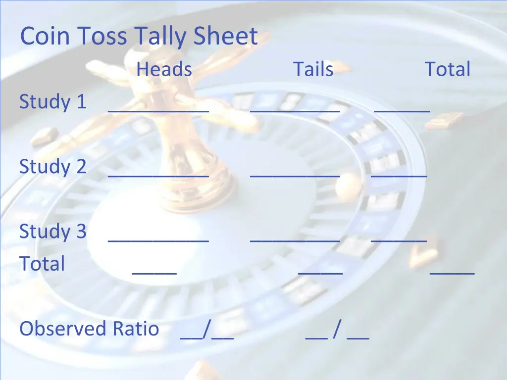 coin toss tally sheet heads study 1