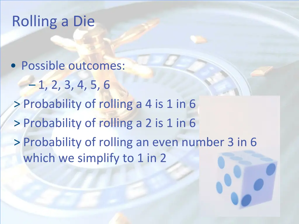 rolling a die