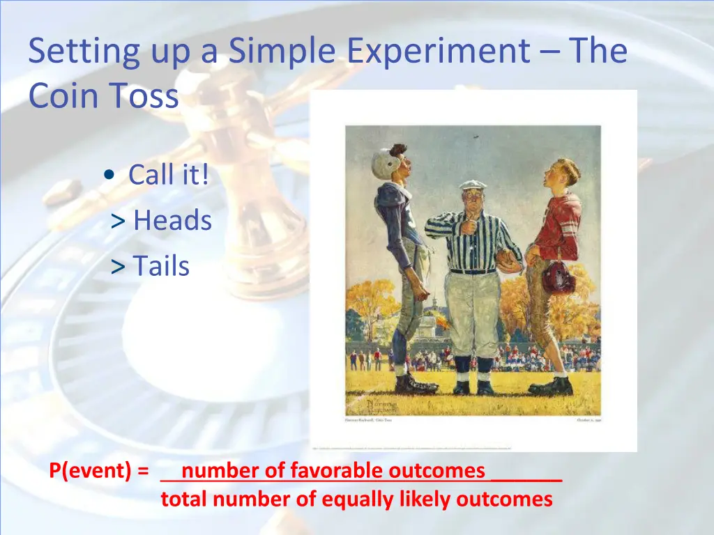 setting up a simple experiment the coin toss