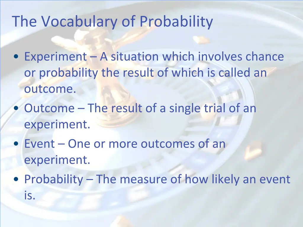 the vocabulary of probability