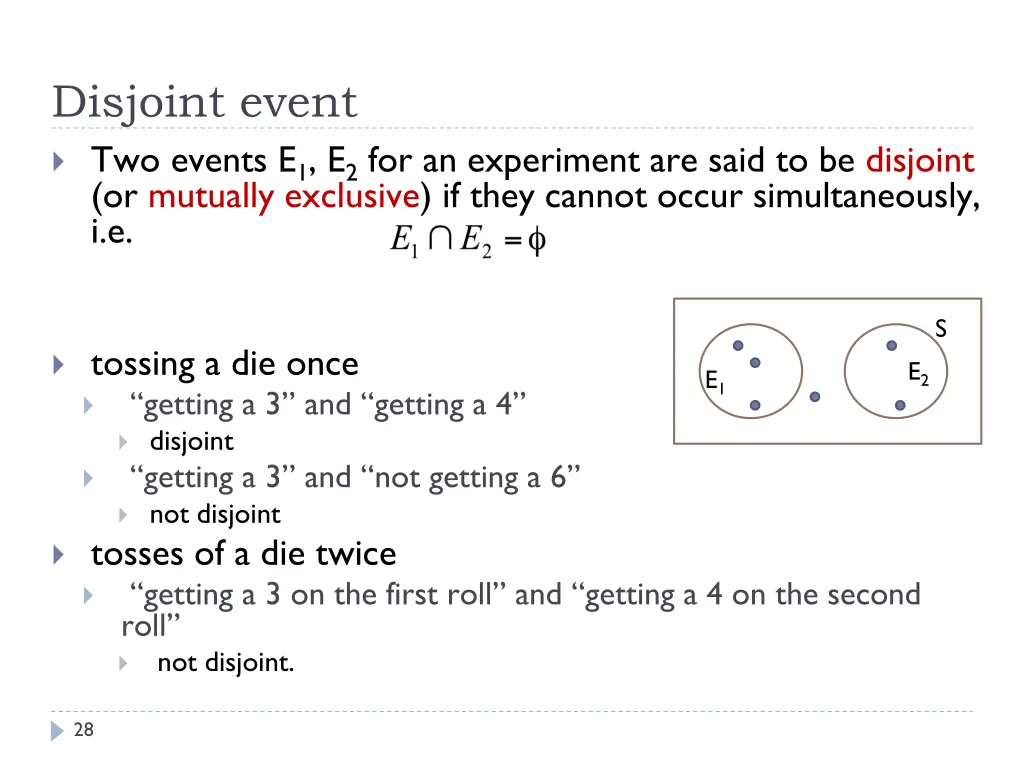 disjoint event two events