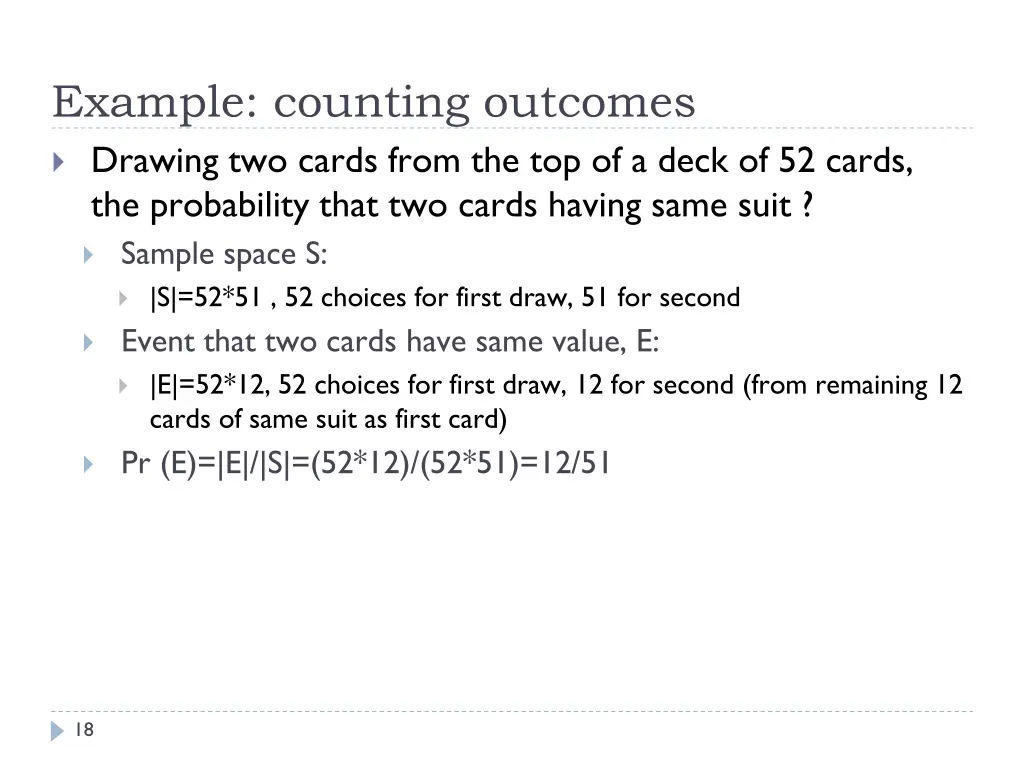 example counting outcomes drawing two cards from