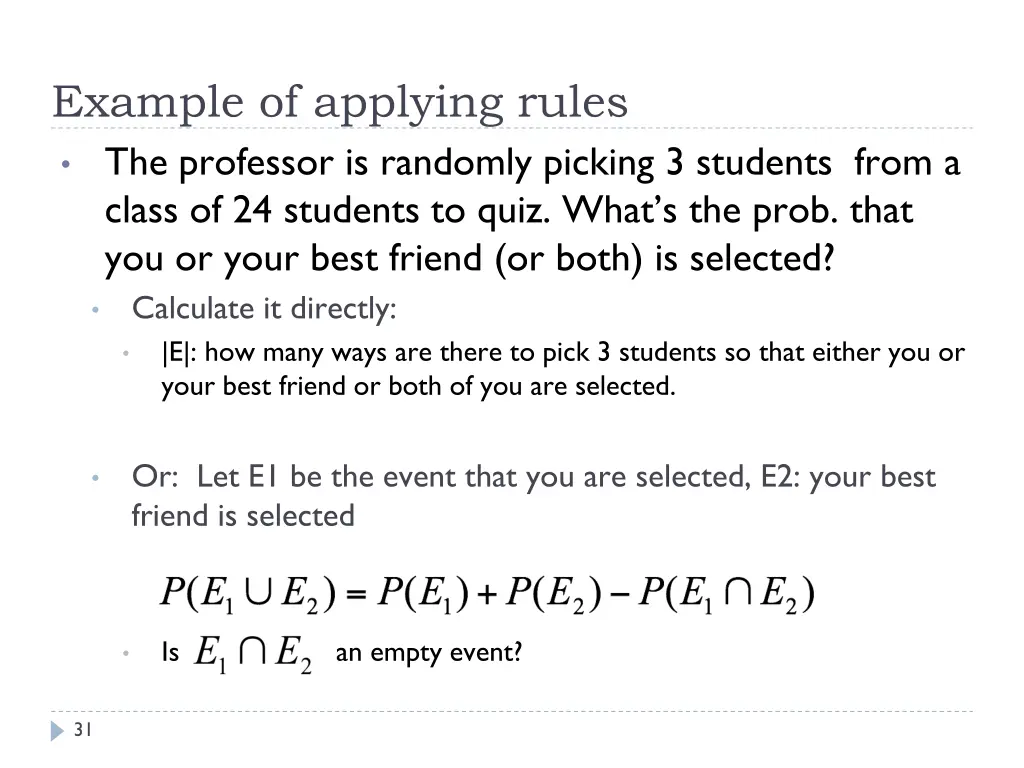 example of applying rules the professor