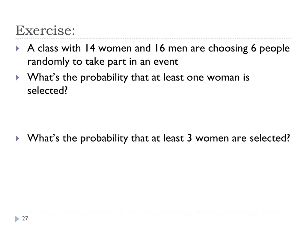 exercise a class with 14 women