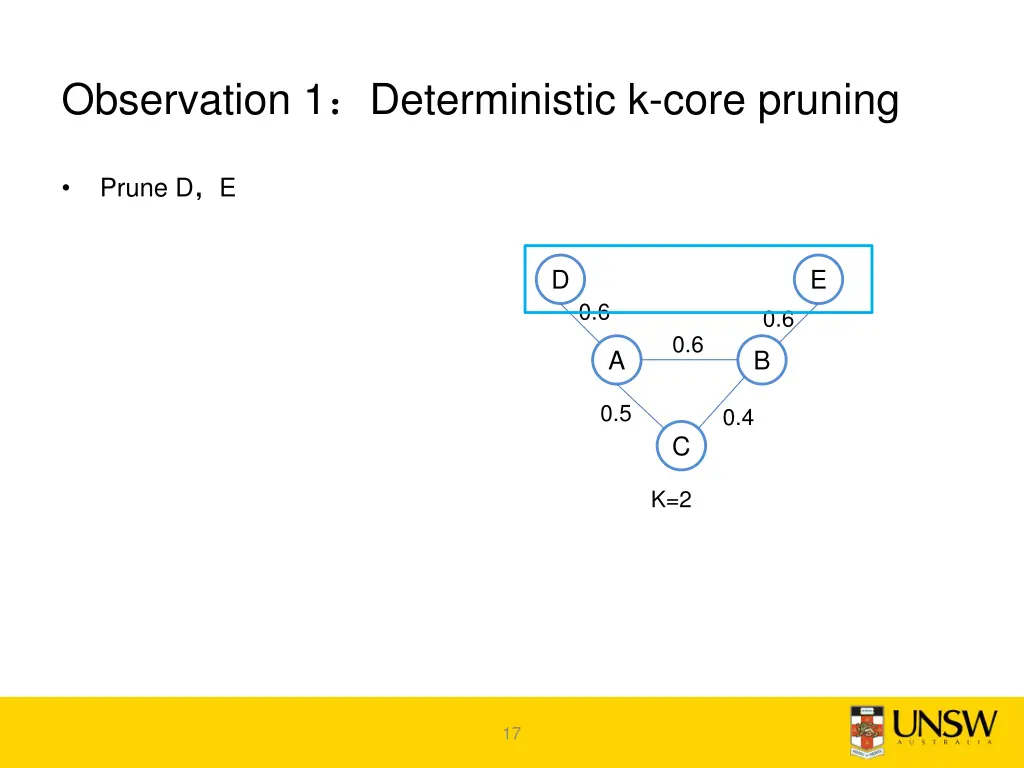 observation 1 deterministic k core pruning