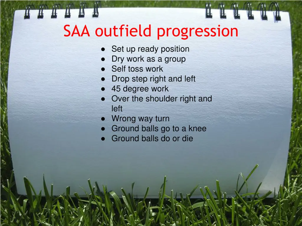 saa outfield progression set up ready position