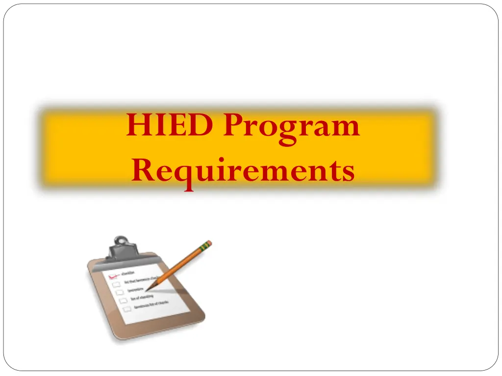 hied program requirements