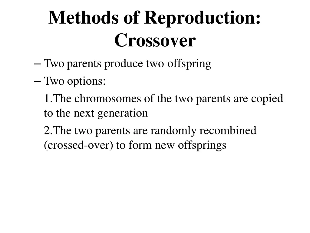 methods of reproduction crossover