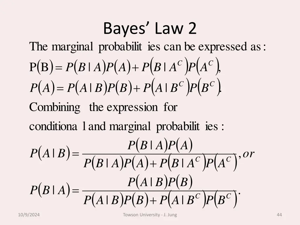 bayes law 2 ies probabilit