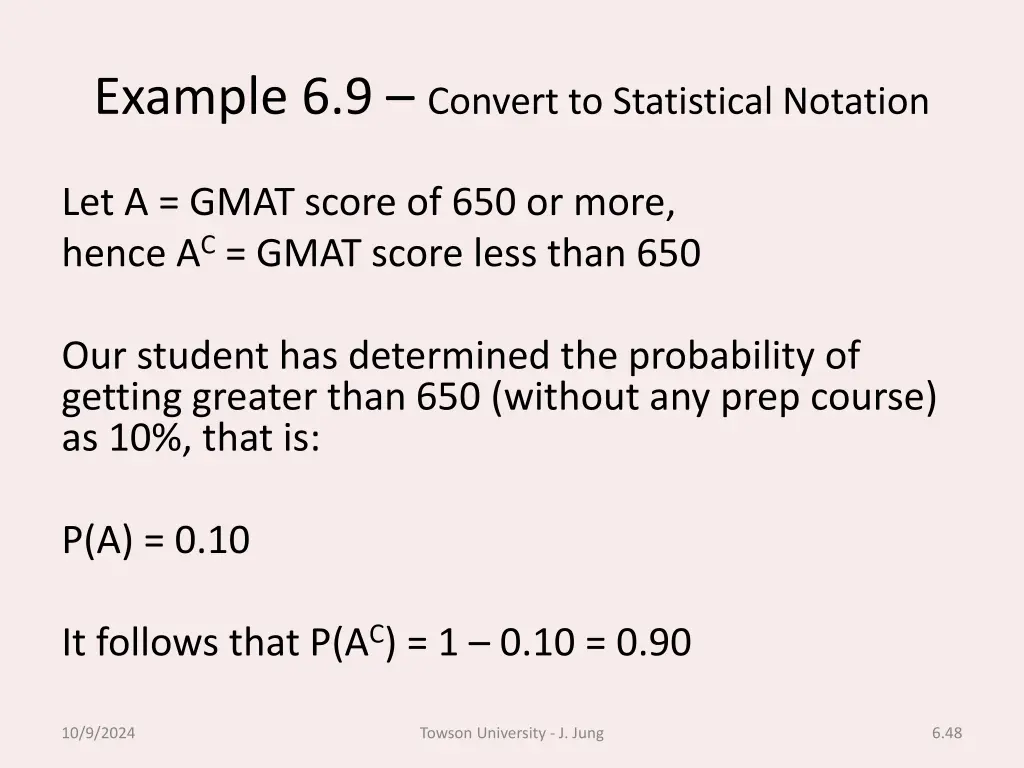 example 6 9 convert to statistical notation