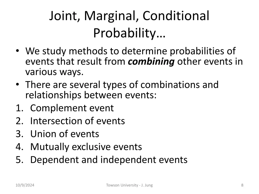 joint marginal conditional probability we study