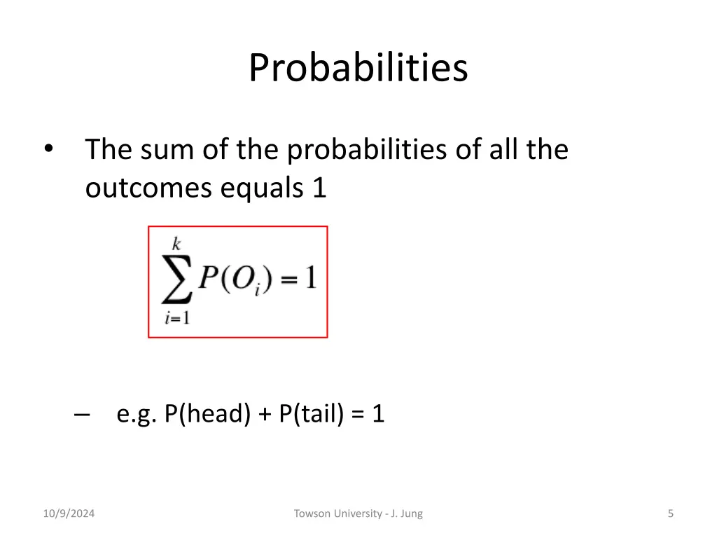 probabilities 1