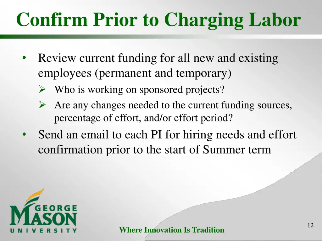 confirm prior to charging labor