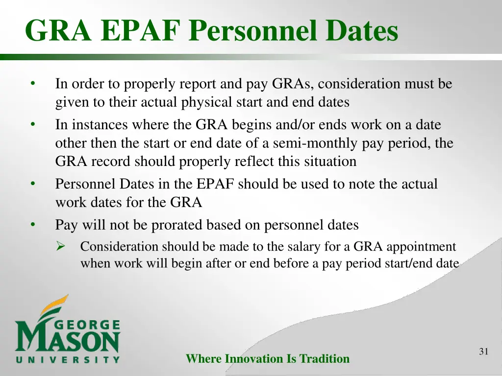 gra epaf personnel dates