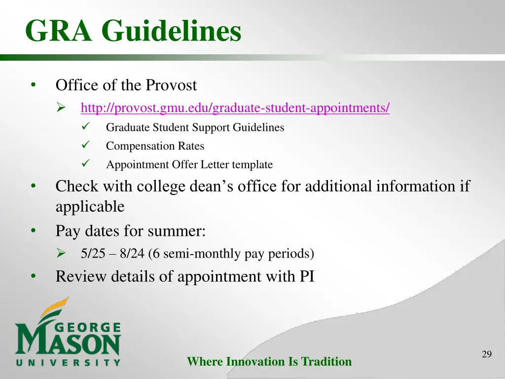 gra guidelines