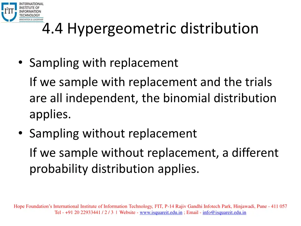 4 4 hypergeometric distribution