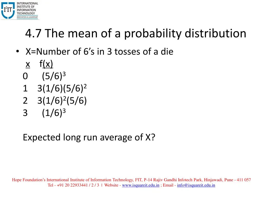 4 7 the mean of a probability distribution