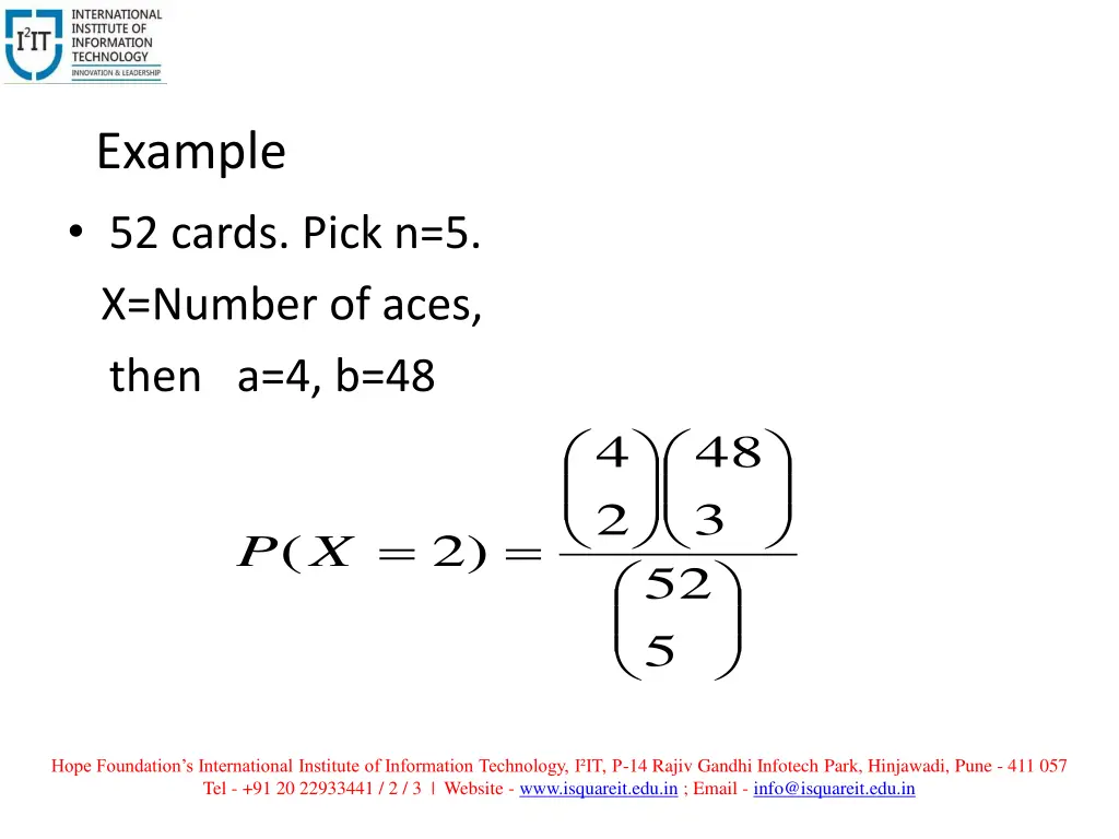 example 52 cards pick n 5 x number of aces then